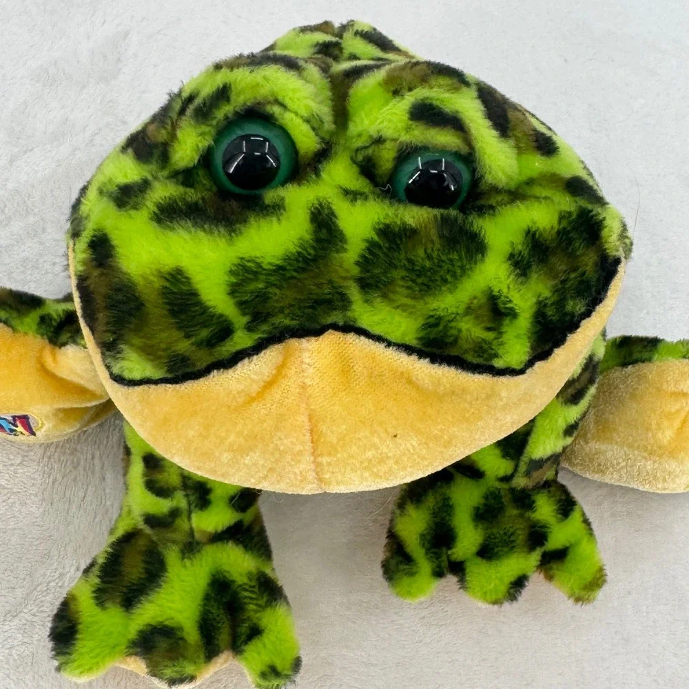 Vintage 2005 Ganz Webkinz Bullfrog Plush Green Spotted Stuffed Animal Frog HM114